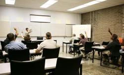 Faculty in workshop classroom