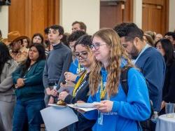 Students listen to a speaker during the 2024 Student 研究 Symposium.