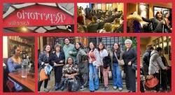 Collage of photos of Spanish students and Prof Garcia-Vizcaino at Repertorio in NYC