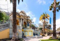 Neptune's Terrace Fountain in colonial Spanish style on Santa Lucia hill in Santiago, Chile